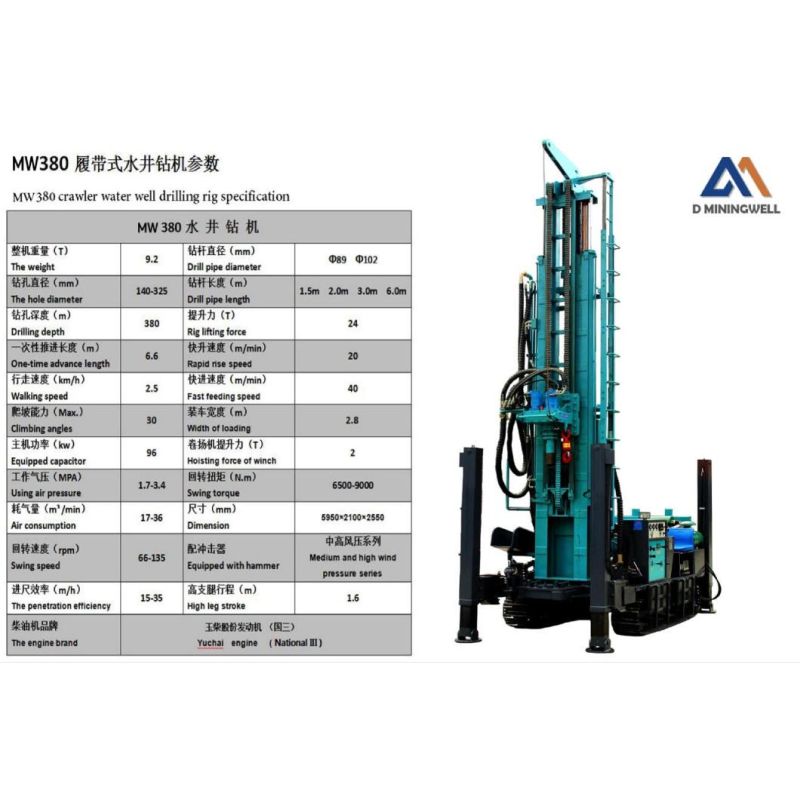 D Miningwell MW380 Wholesale Price Industry Drill Rig Quality Drill Rig Equipment Water Well Drill Rig