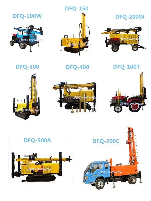 2022 Hot Sale Widely Used Portable Wheel Mounted Water Well Drilling Rig for Sale Dfq-150W