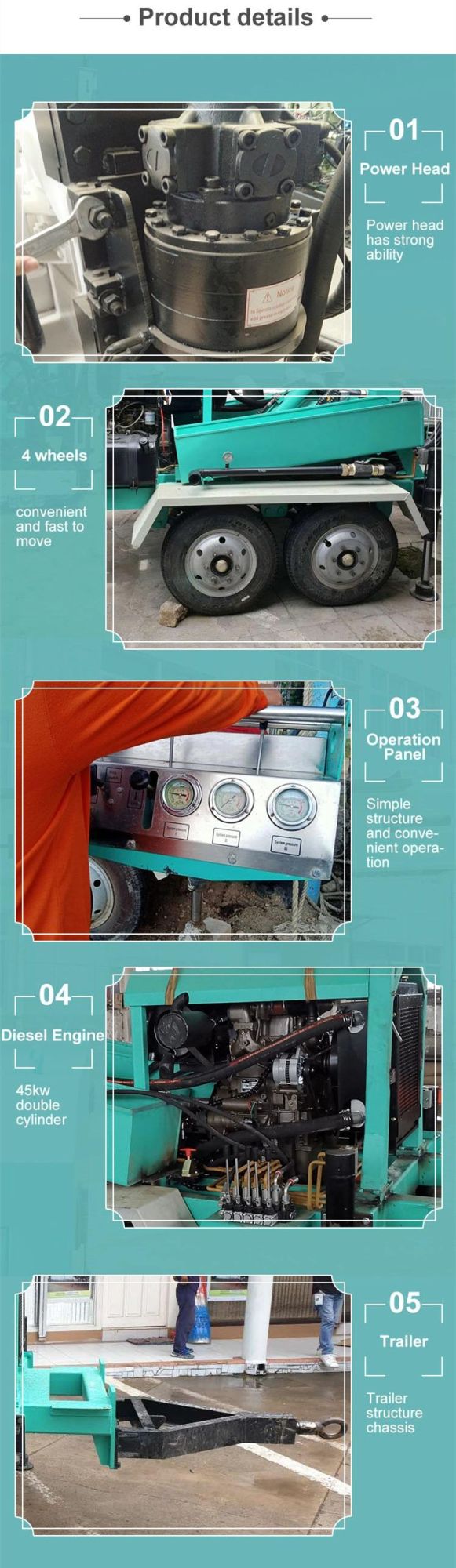 Hf180t Diesel Engine Trailer Type Percussion Water Well Drilling Rig