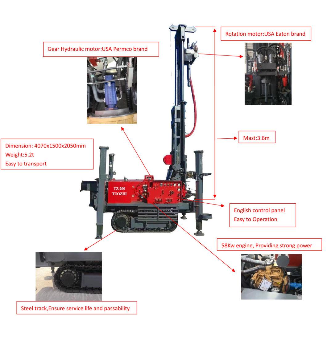 200m Air Drilling Method Water Well Drilling Rig