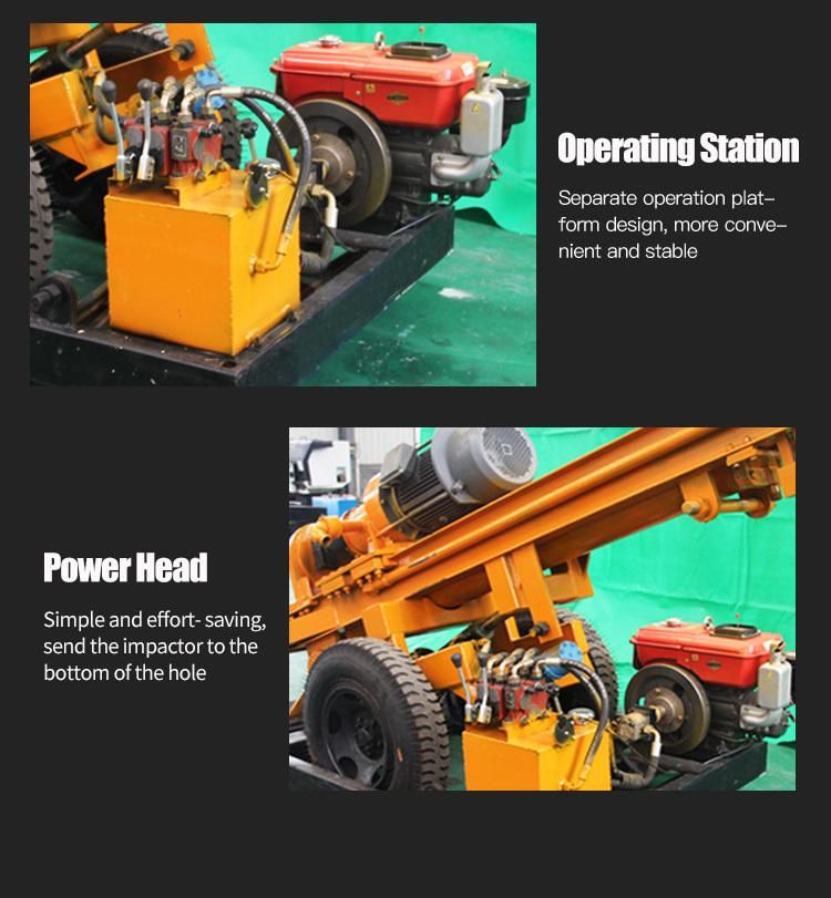 Wheels Pneumatic Hard Rock Water Welldrilling Rig Down The Hole Hammer Drill Rig