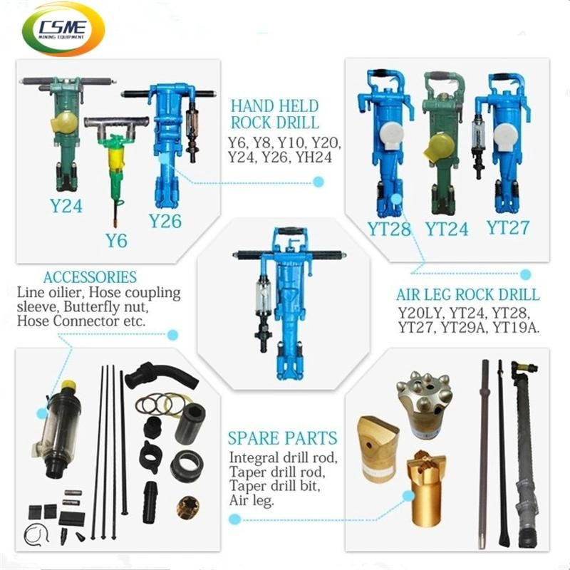 Yt24 Pneumatic Air Leg Rock Drill / Hand Held Air Hammer/Rock Drill