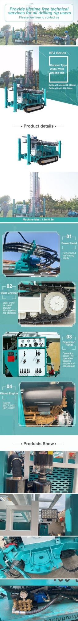 Online Support, Field Maintenance Machinery Crawler Water Well Drilling Rigs with CE