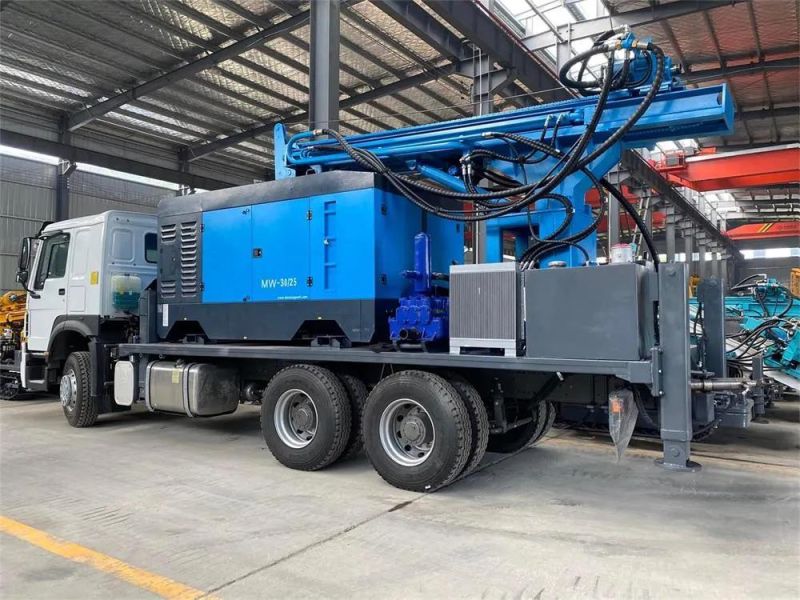 Wheeled Big Capacity 800 Meters HOWO 8X4 Mobile Chassis Diesel Truck Mounted Rotary Drilling Rig