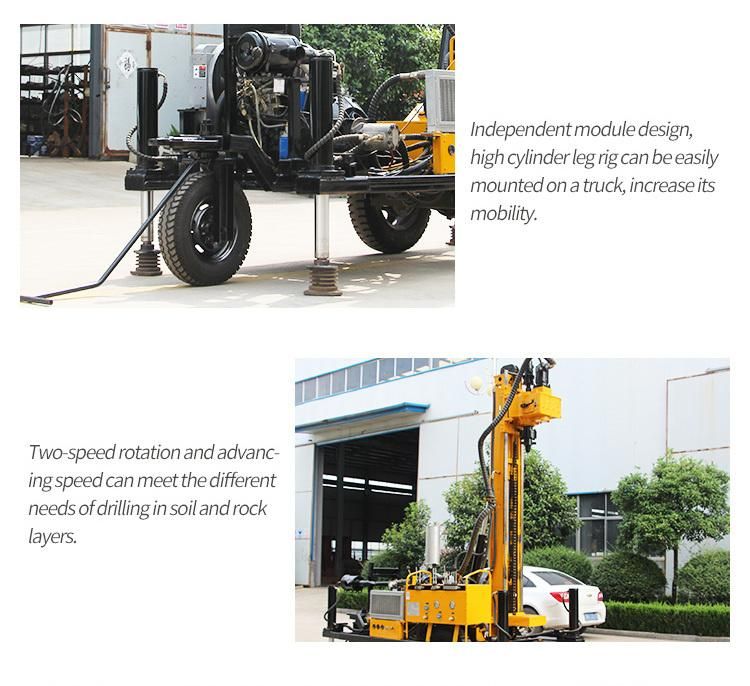 Wheel Type 150m Air and Mud Water Well Drilling Rig