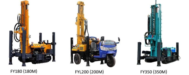 300 Meters Deep Hydraulic Mud Pump 3 Point Drill Bit Water Well Drilling Rig