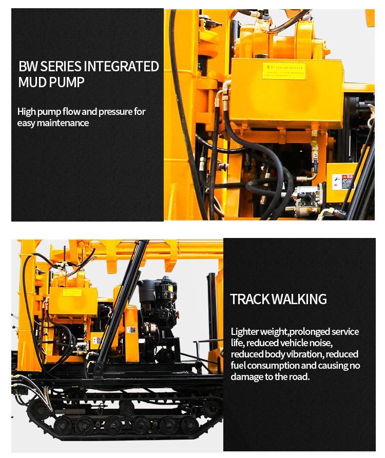 Portable Hw230 Hydraulic Crawler Mounted 200m Water Well Drilling Rig