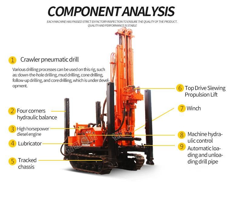 Portable DTH Water Well Borehole Well Drilling Rig 150m