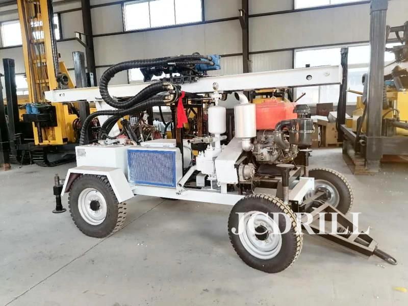 100m Portable Trailer Mounted Small Water Well Drilling Rig Hydraulic Drill Rig