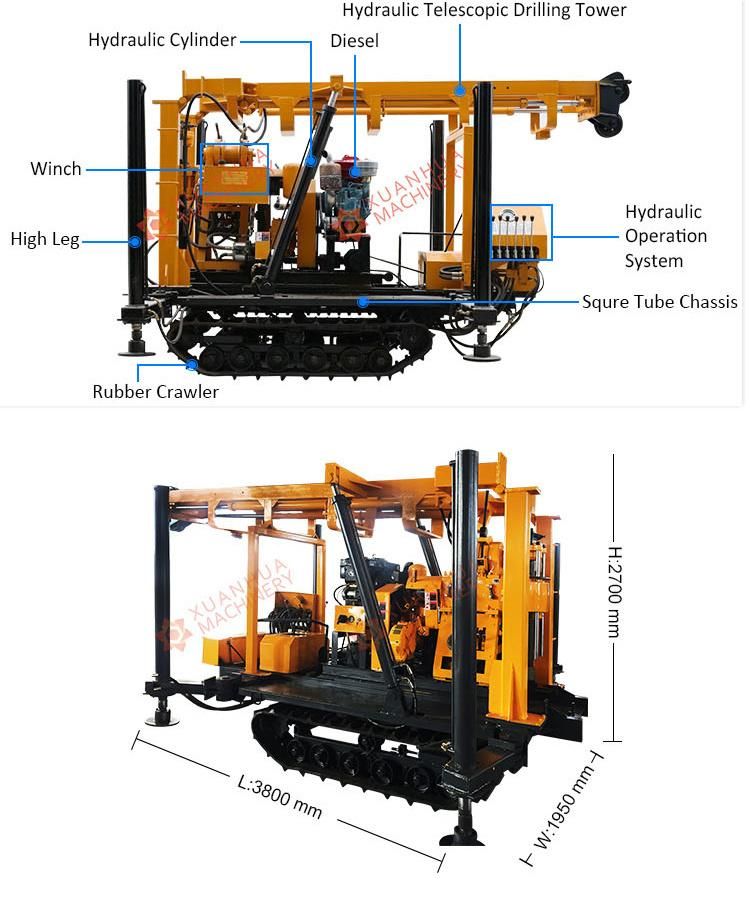 Ycs-200c 200m Deep Portable Hydraulic Rotary Small Crawler Rock Bore Water Well Drilling Machine