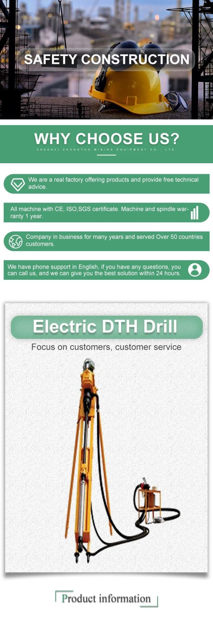Pneumatic Mining Electric DTH Drilling Rig