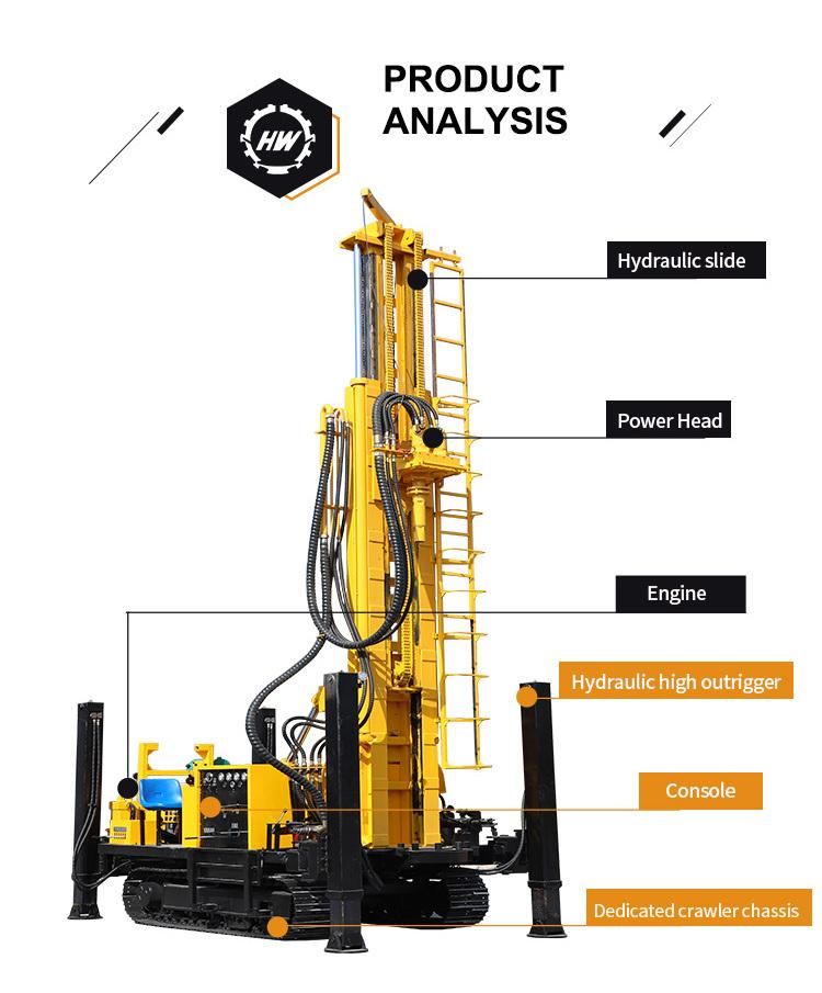 Chinese Brand 300m Deep Borehole Portable Water Well Drilling Rig for Complicated Formation